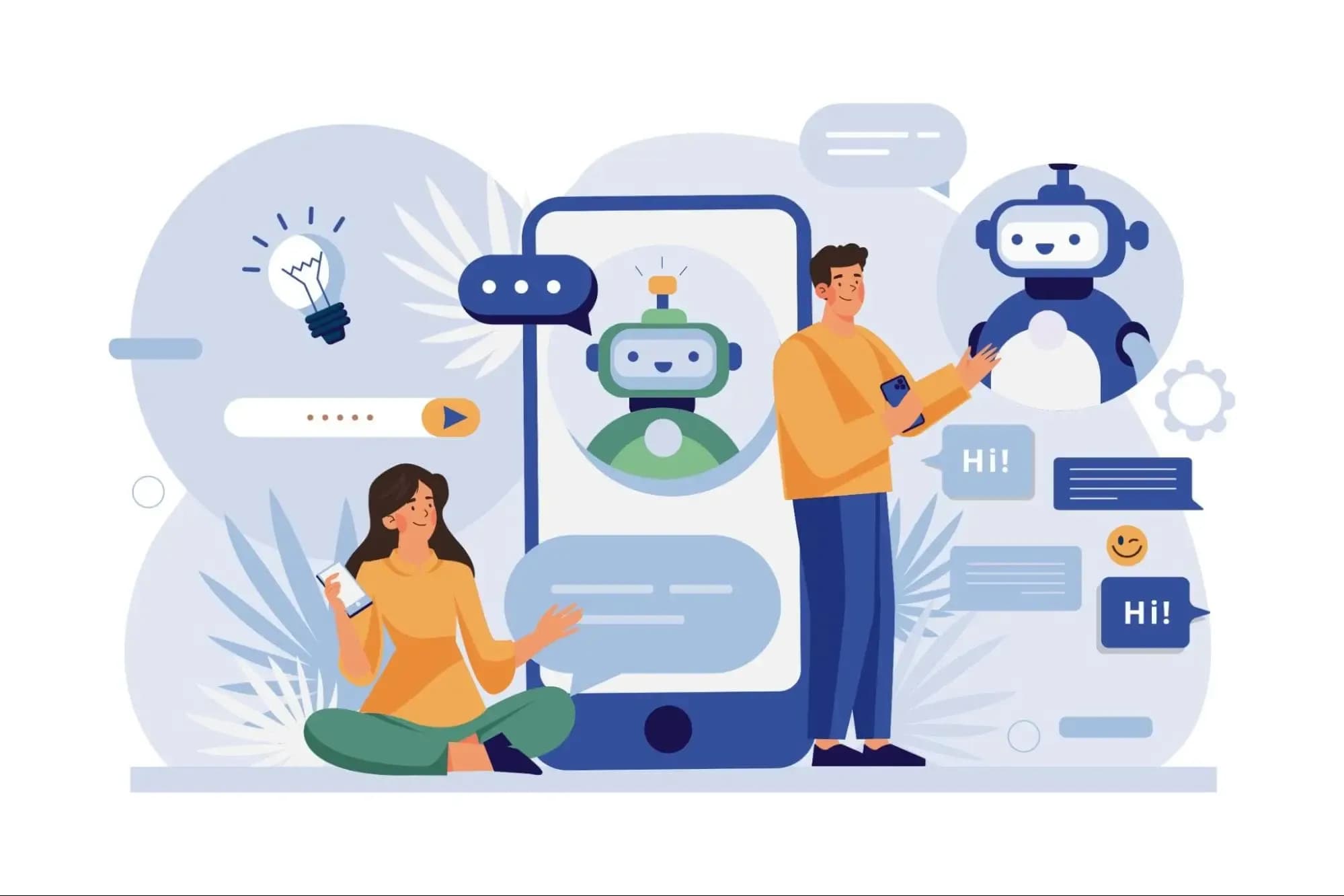 two users setting up a new chatbot, looking forward to the interaction