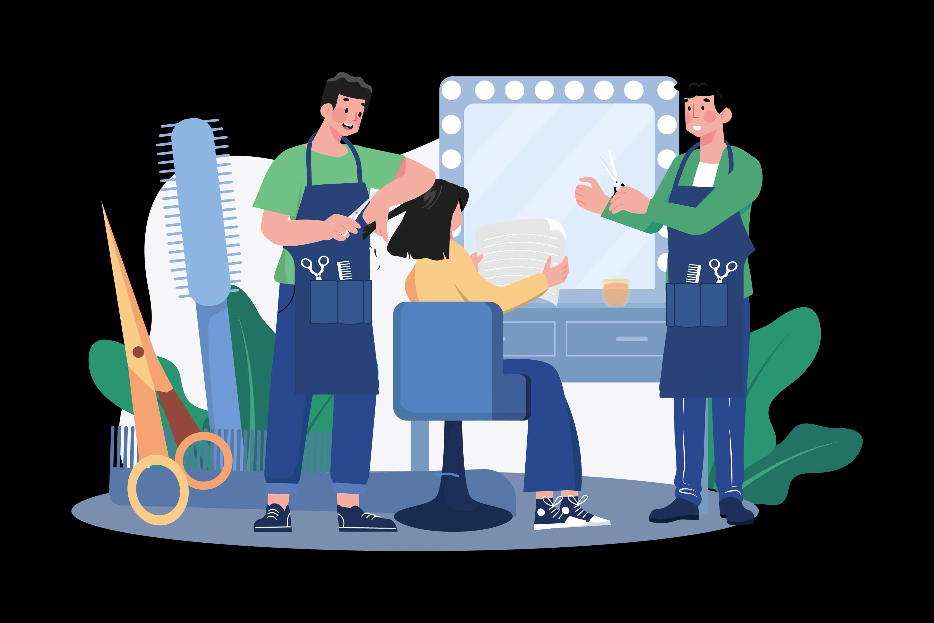 Woman Getting Her Hair Cut At The Beauty Salon